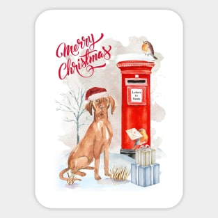 Hungarian Vizsla Merry Christmas Santa Dog Sticker